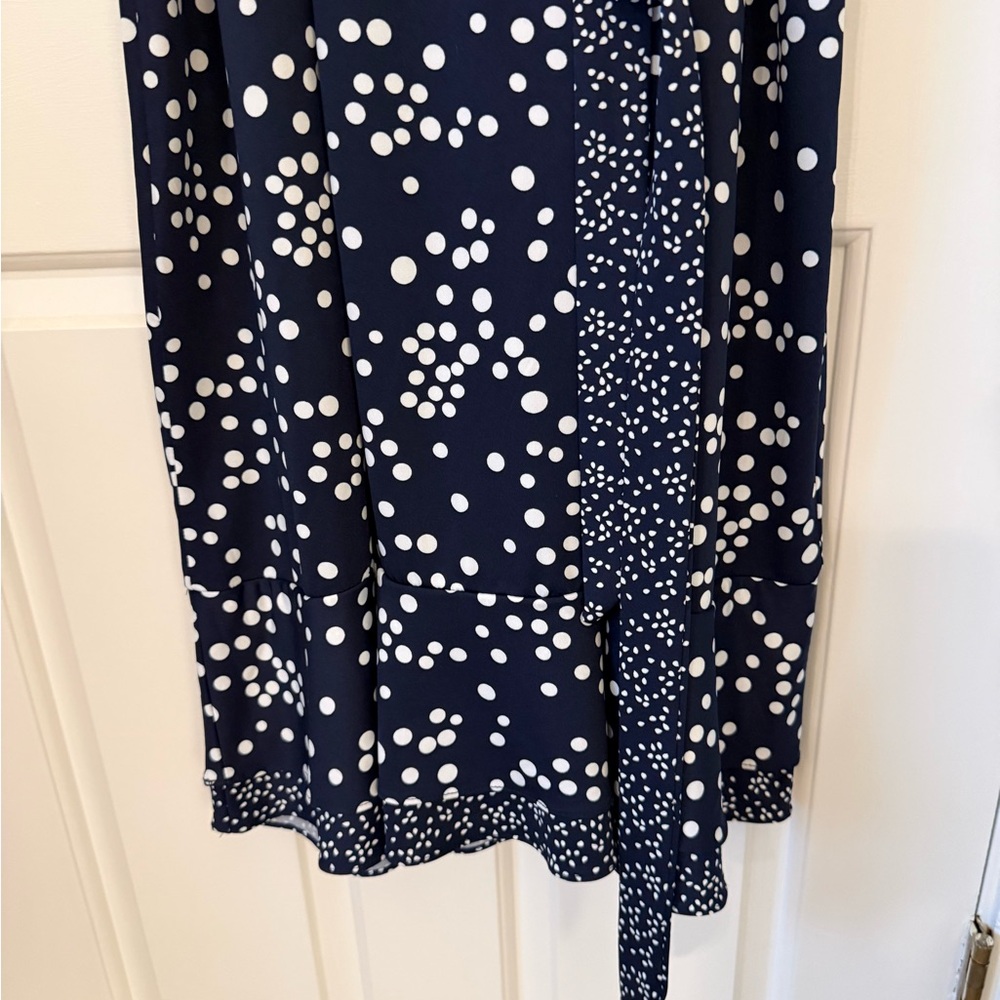 Perceptions Navy and White Polka Dot Midi Dress - Picture 6 of 6